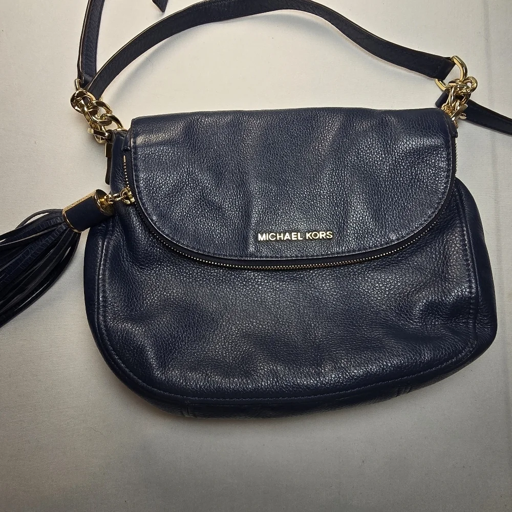 Michael Kors Navy Leather Crossbody Bag